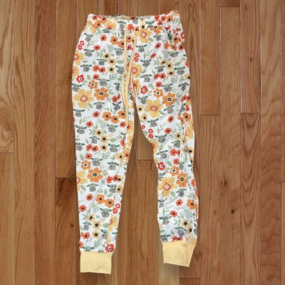 Star Wars Baby Yoda Yellow Floral Pajamas - Women’s Set (both top and bottom)